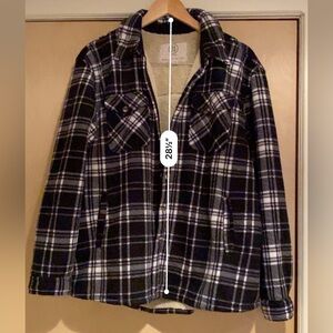 Classic Plaid Utility Jacket - Black and White